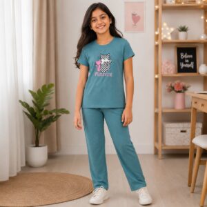 girls casual top & bottom set (alexa jacquard big set) bhavisha kidswear